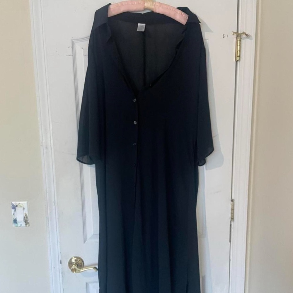 Sheer black button up maxi dress